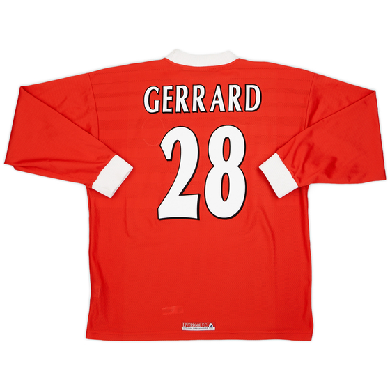 1998-00 Liverpool Home L/S Shirt Gerrard #28 - 9/10 - (XL)