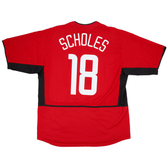 2002-04 Manchester United Home Shirt Scholes #18 - 8/10 - (L)