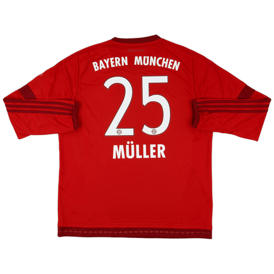 2015-16 Bayern Munich Home L/S Shirt Muller #25 - 5/10 - (XL)