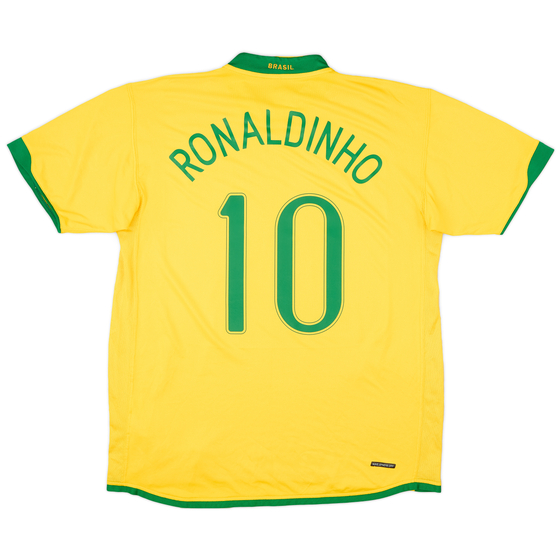 2006-08 Brazil Home Shirt Ronaldinho #10 - 8/10 - (XL)