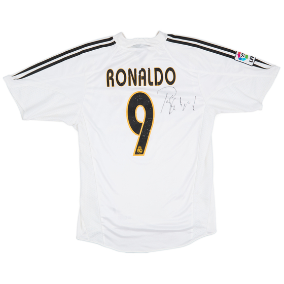 2004-05 Real Madrid Signed Home Shirt Ronaldo #9 - 7/10 - (M)