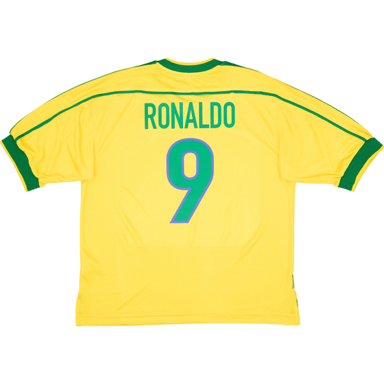 1998-00 Brazil Home Shirt Ronaldo #9 - 7/10 - (L)