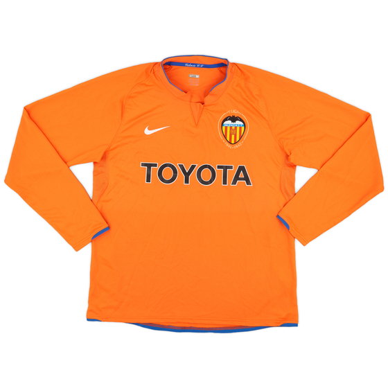 2007-08 Valencia Player Issue Away L/S Shirt - 9/10 - (M)