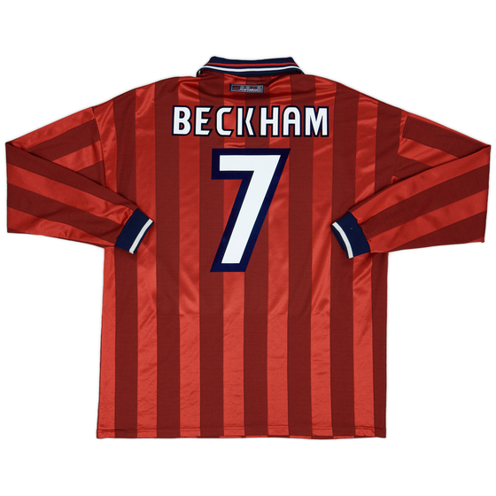 1997-99 England Away L/S Shirt Beckham #7 - 8/10 - (XL)