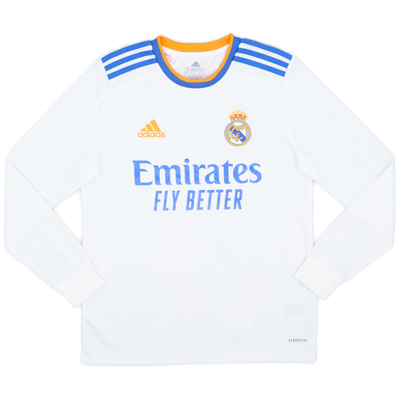 2021-22 Real Madrid Home L/S Shirt - 10/10 - (L.Boys)