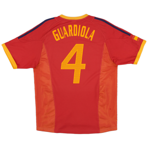 2002-04 Spain Home Shirt Guardiola #4 - 7/10 - (M)