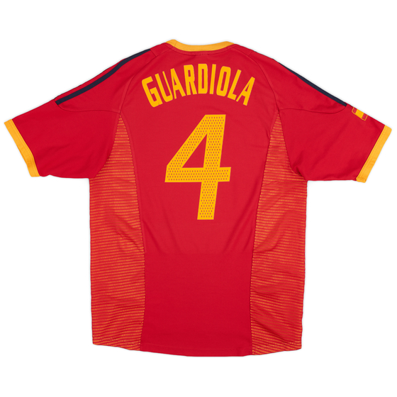 2002-04 Spain Home Shirt Guardiola #4 - 9/10 - (M)