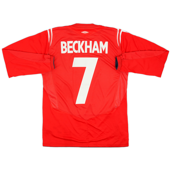 2004-06 England Away L/S Shirt Beckham #7 - 6/10 - (M)