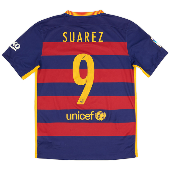 2015-16 Barcelona Home Shirt Suárez #9 - 8/10 - (M)