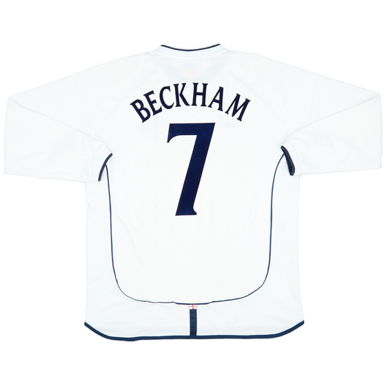 2001-03 England Home L/S Shirt Beckham #7 - 9/10 - (XL)