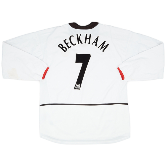2002-03 Manchester United Away L/S Shirt Beckham #7 - 9/10 - (XL)