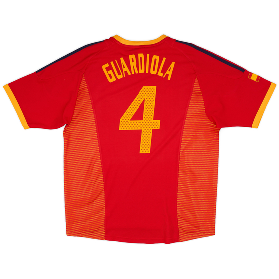 2002-04 Spain Home Shirt Guardiola #4 - 9/10 - (L)
