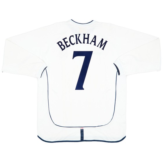 2001-03 England Home L/S Shirt Beckham #7 - 7/10 - (XL)