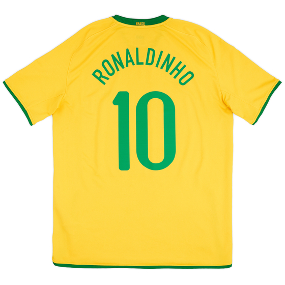 2008-10 Brazil Home Shirt Ronaldinho #10 - 8/10 - (XL)
