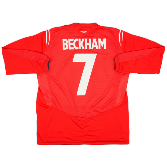 2004-06 England Away L/S Shirt Beckham #7 - 6/10 - (XL)