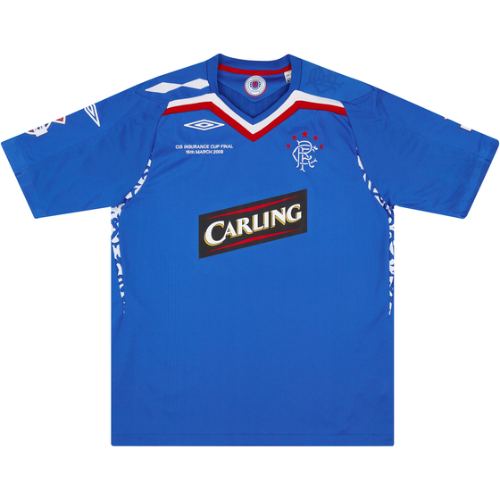 2007-08 Rangers Match Issue League Cup Final Home Shirt Papac #5