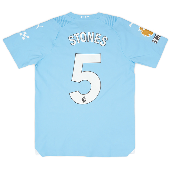 2023-24 Manchester City Match Issue Home Shirt Stones #5