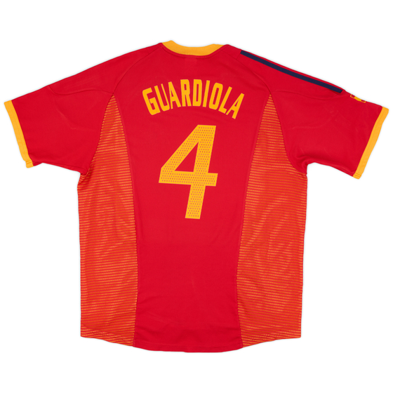 2002-04 Spain Home Shirt Guardiola #4 - 7/10 - (L)