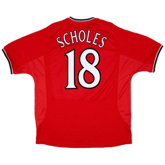 2000-02 Manchester United Home Shirt Scholes #18 - 8/10 - (XL)