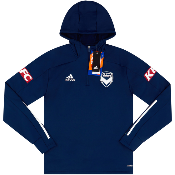 2019-20 Melbourne Victory adidas Hooded 1/2 Zip Training Top (S)