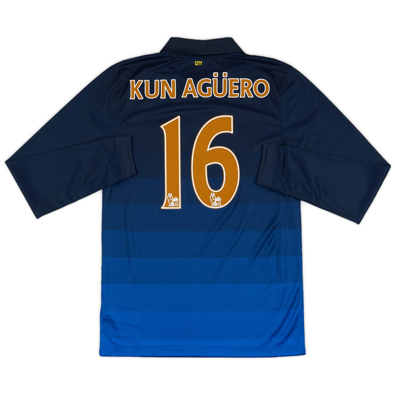 2014-15 Manchester City Away L/S Shirt Kun Agüero #16 (S)