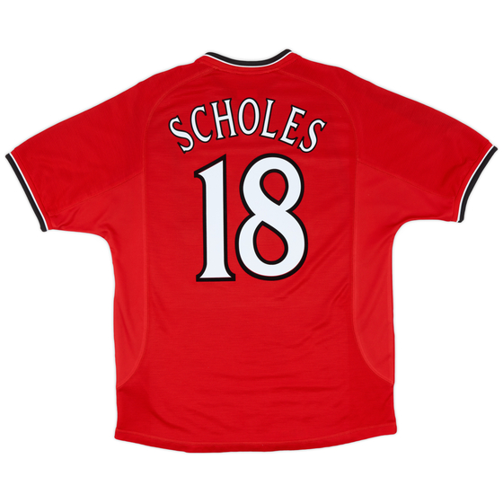 2000-02 Manchester United Home Shirt Scholes #18 - 8/10 - (L)