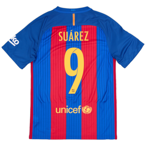 2016-17 Barcelona Home Shirt Suarez #9 - 9/10 - (S)