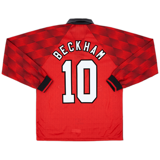 1996-98 Manchester United Home L/S Shirt Beckham #10 - 9/10 - (M)