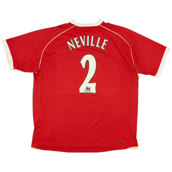 2006-07 Manchester United Home Shirt Neville #2 - 4/10 - (XL)
