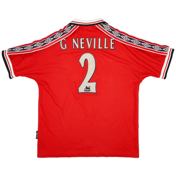 1998-00 Manchester United Home Shirt G Neville #2 - 5/10 - (L)