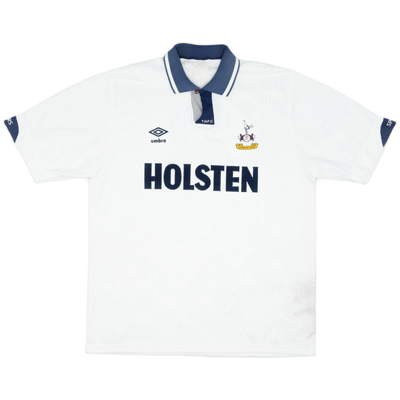 1991-93 Tottenham Home Shirt #8 (Gascoigne) - 8/10 - (XL)