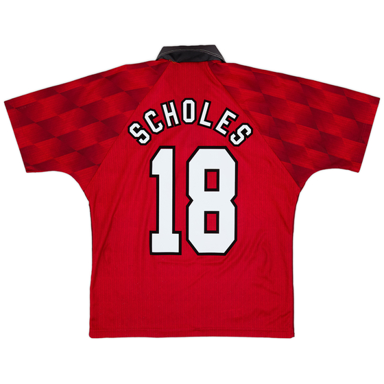 1996-98 Manchester United Home Shirt Scholes #18 - 6/10 - (M)