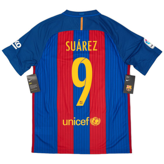 2016-17 Barcelona Home Shirt Suarez #9 (M)