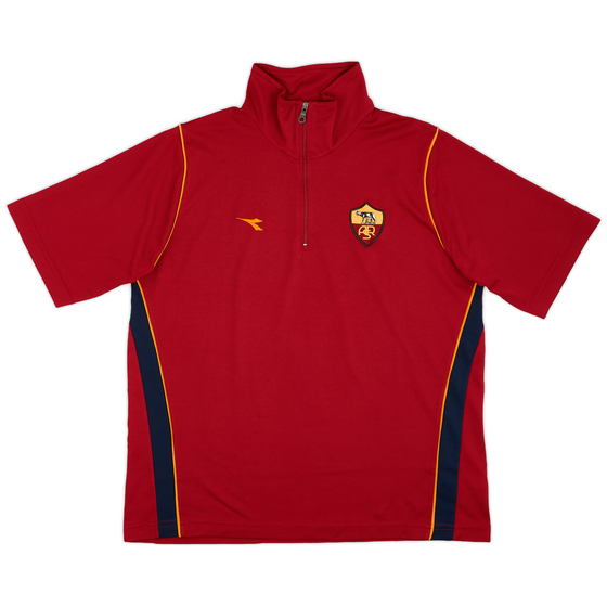 2006-07 Roma Diadora 1/4 Zip Polo Shirt - 5/10 - (L)