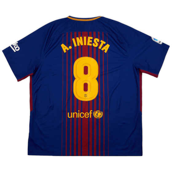 2017-18 Barcelona Home Shirt A.Iniesta #8 - 9/10 - (XXL)