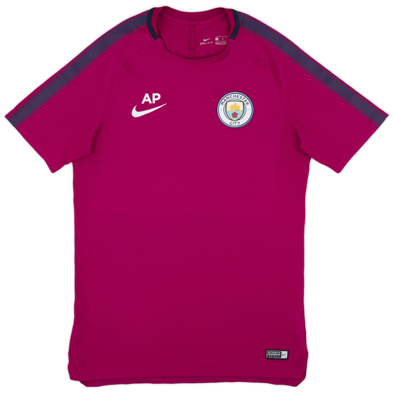 2017-18 Manchester City Staff Issue Training Shirt 'AP' - 9/10 - (M)