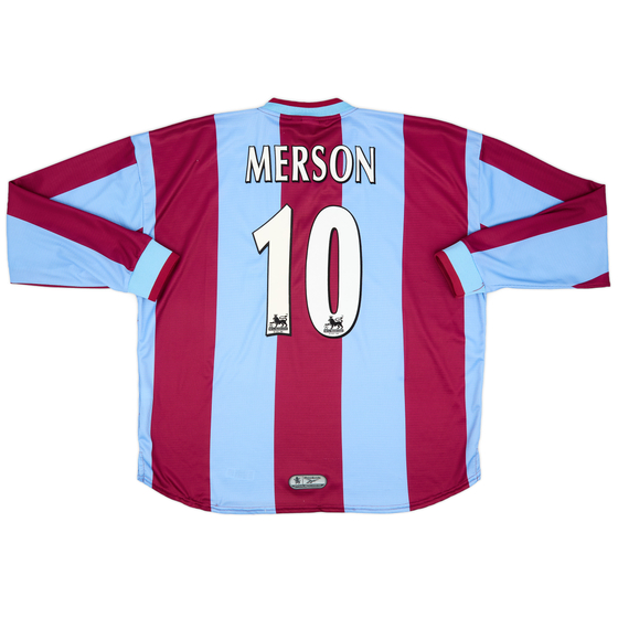 1999-00 Aston Villa Home L/S Shirt Merson #10 - 9/10 - (XXL)