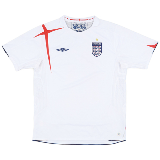 2005-07 England Signed Home Shirt - 8/10 - (L)