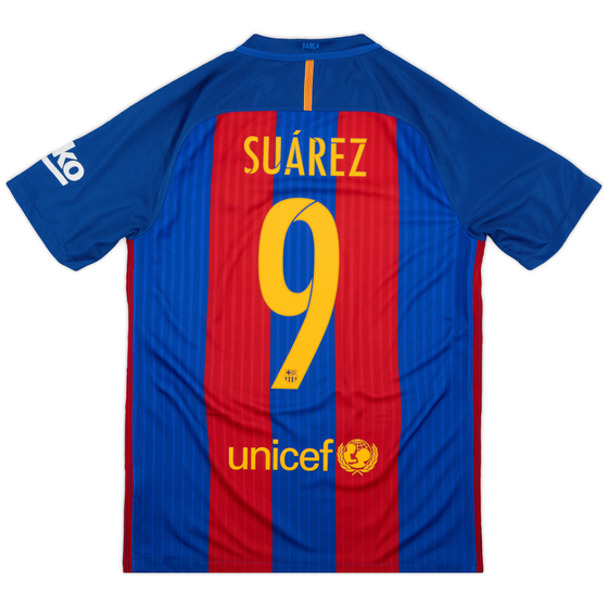 2016-17 Barcelona Home Shirt Suárez #9 - 9/10 - (S)