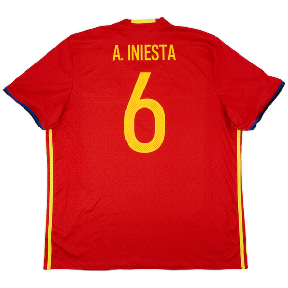 2016-17 Spain Home Shirt A. Iniesta #6 - 9/10 - (XXL)
