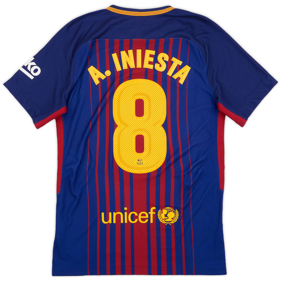2017-18 Barcelona Authentic Home Shirt A.Iniesta #8 - 9/10 - (S)