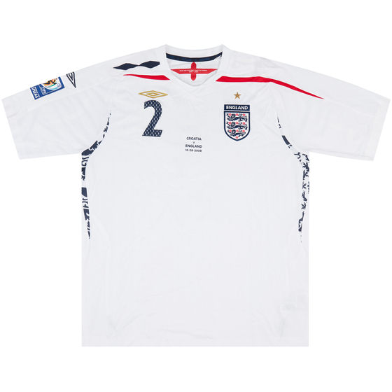 2008 England Match Issue Home Shirt Brown #2 (v Croatia)