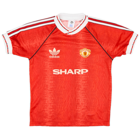 1990-92 Manchester United Home Shirt - 7/10 - (M.Boys)