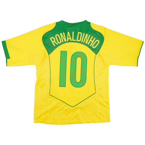 2004-06 Brazil Home Shirt Ronaldinho #10 - 9/10 - (M)