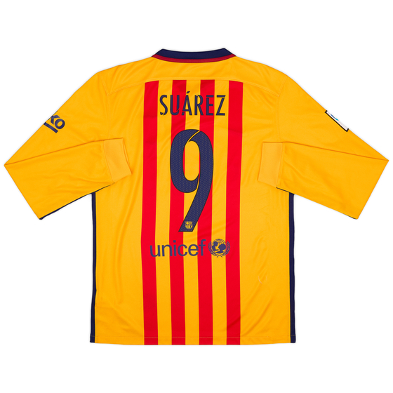 2015-16 Barcelona Away L/S Shirt Suarez #9 - 6/10 - (M)