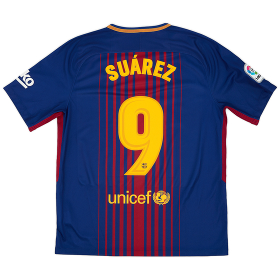 2017-18 Barcelona Home Shirt Suarez #9 - 8/10 - (L)