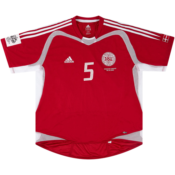 2005 Denmark Match Issue Home Shirt #5 (Jensen) v Greece