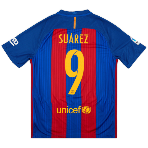 2016-17 Barcelona Home Shirt Suárez #9 - 9/10 - (M)