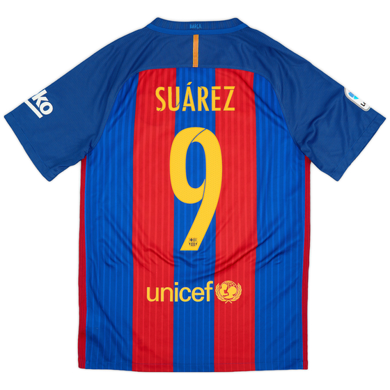 2016-17 Barcelona Home Shirt Suárez #9 - 8/10 - (M)