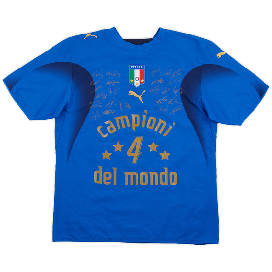 2006 Italy 'Campioni Del Mondo' 'Signed' Home Shirt - 8/10 - (M)